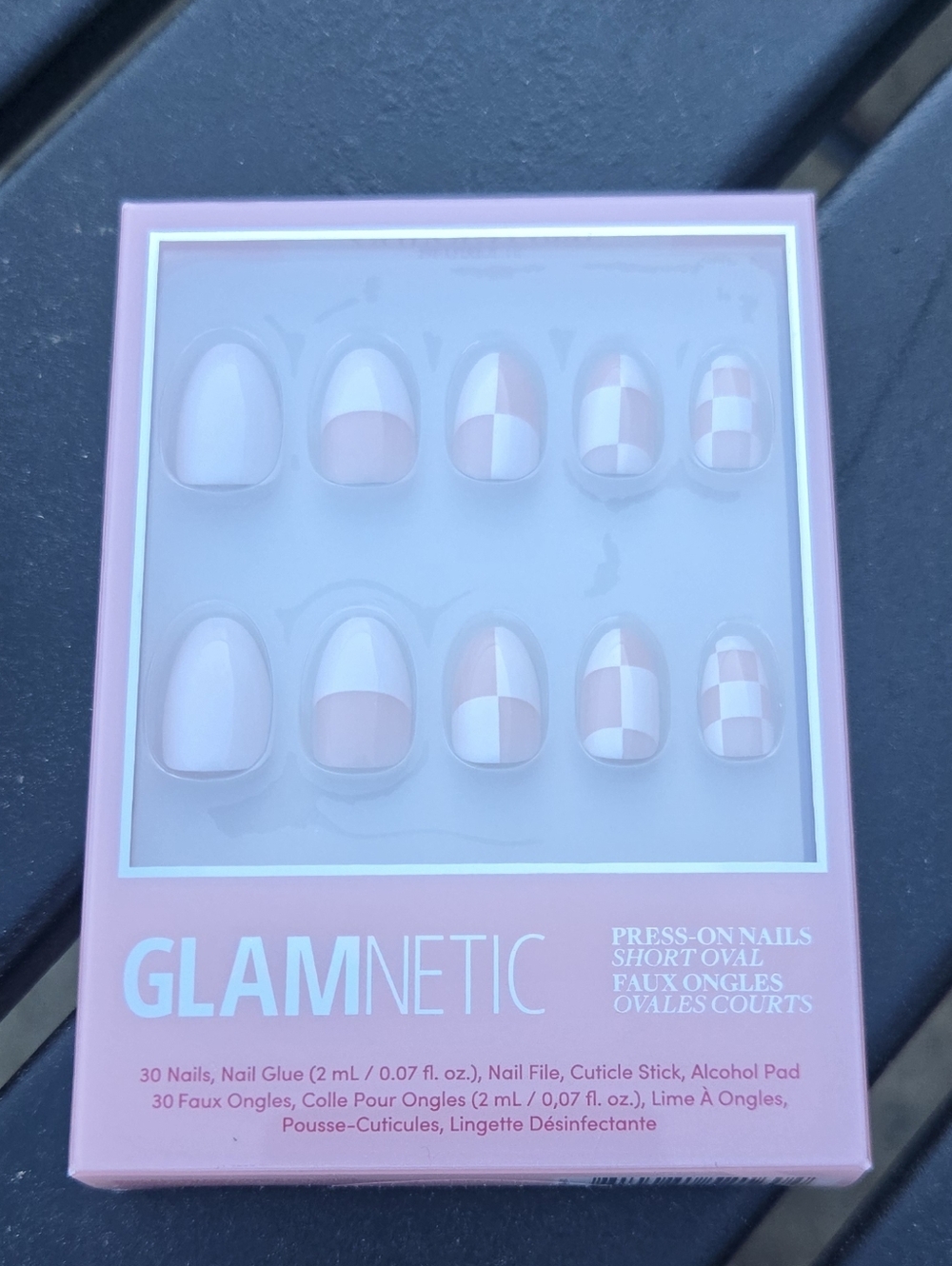 Glamnetic Checkmate Short Oval Press-On Nails - 30 Pack